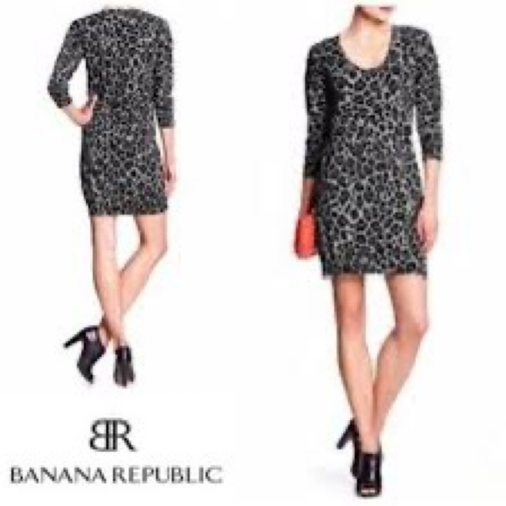 Banana Republic Leopard Sweater Dress, Size XS
